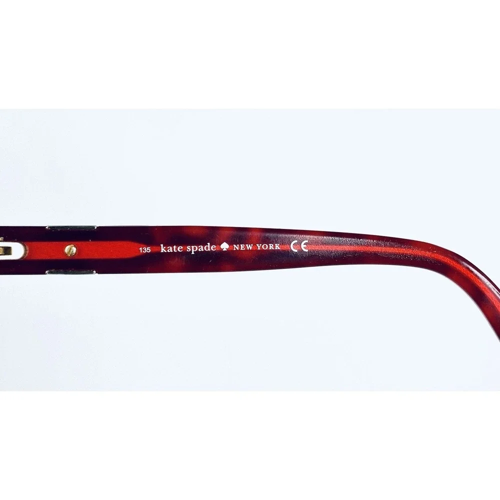 Kate Spade NY Red Tortoise Oval Lucite Glasses Bowtie Temples Chandra 53 17 135